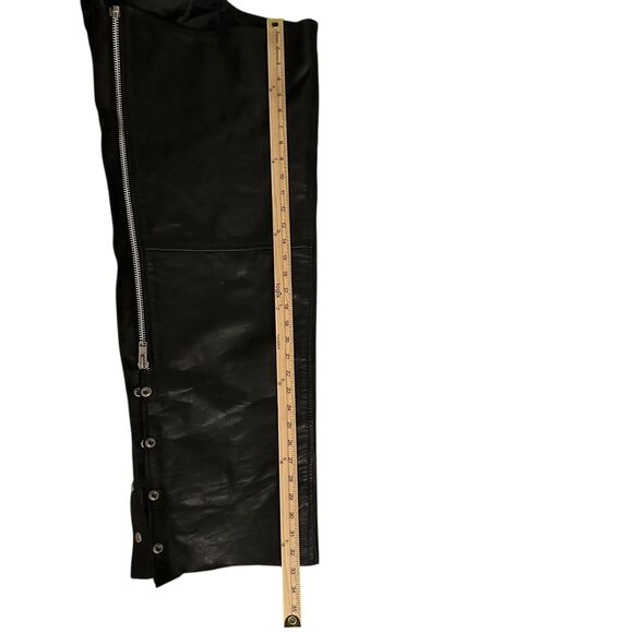 American Top Black Leather Zipper Adjustable Belt Motorcycle Chaps Plus Size 3X - Picture 2 of 9